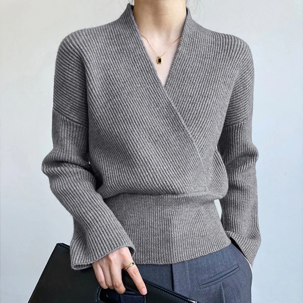 NWT Commense She's Effortless Wrap Sweater - Grey/XS